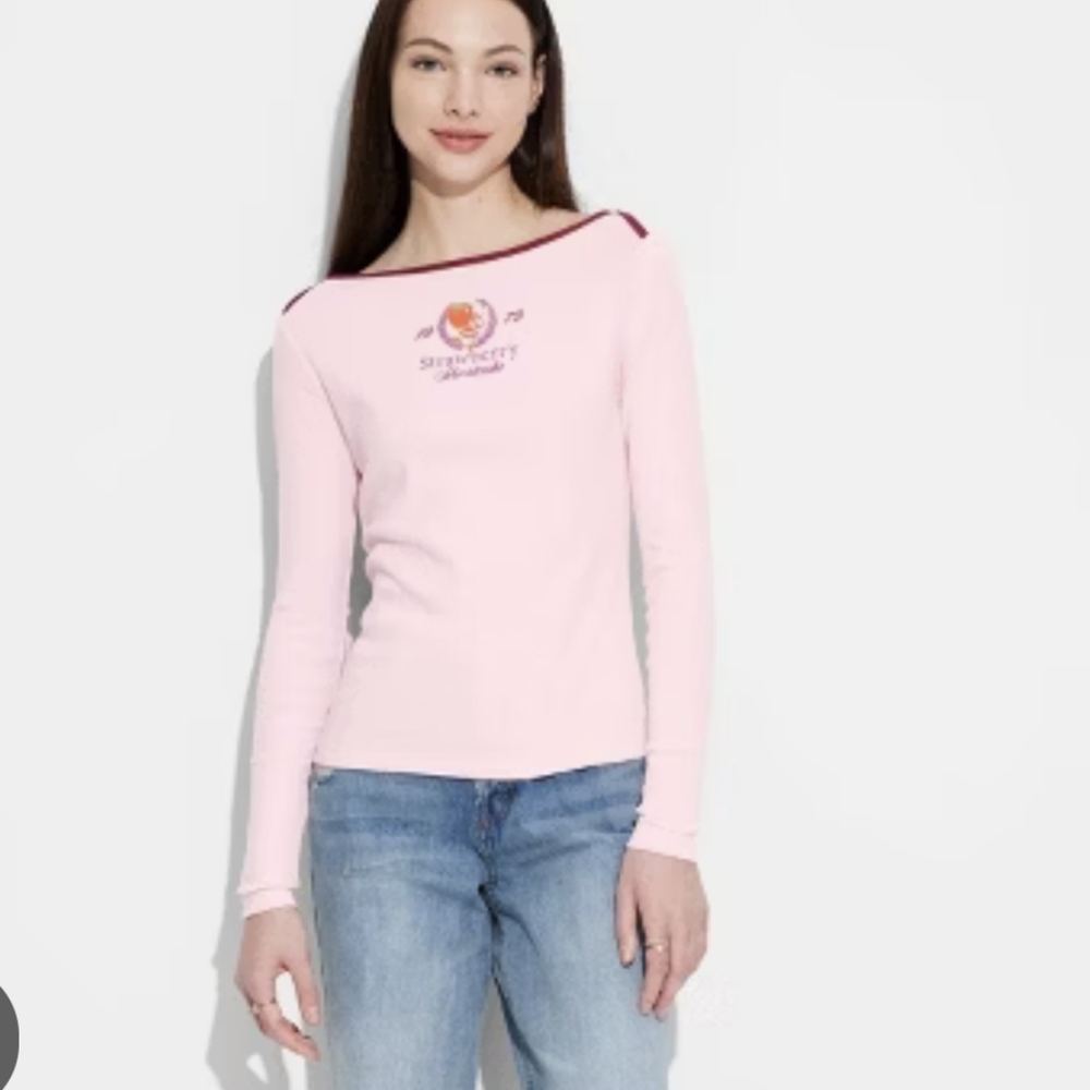 Strawberry Shortcake Boatneck Tee T Shirt L Girls Embroidered 1979 #45